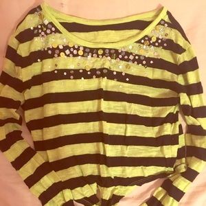 Justice cropped long sleeve striped shirt